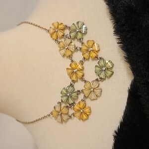 Yellow and Green Floral Design Statement Necklace